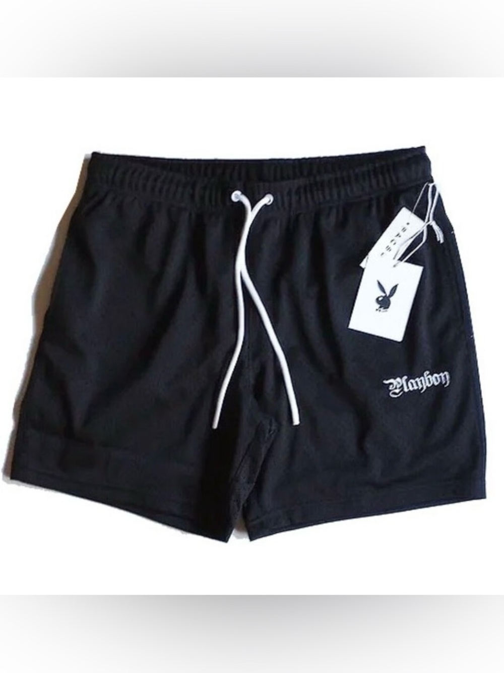 PacSun Playboy Mesh Athletic Shorts M Black White Logo
